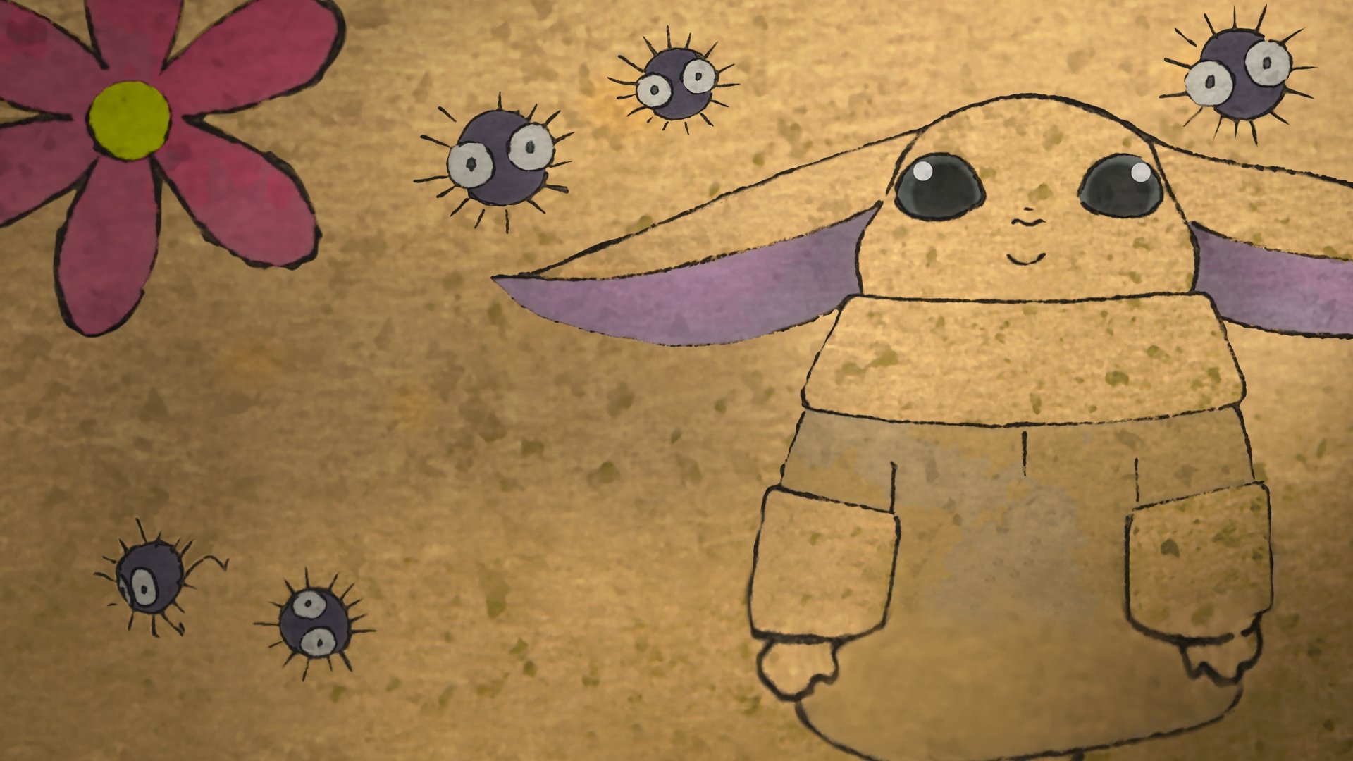 Zen - Grogu and Dust Bunnies Background