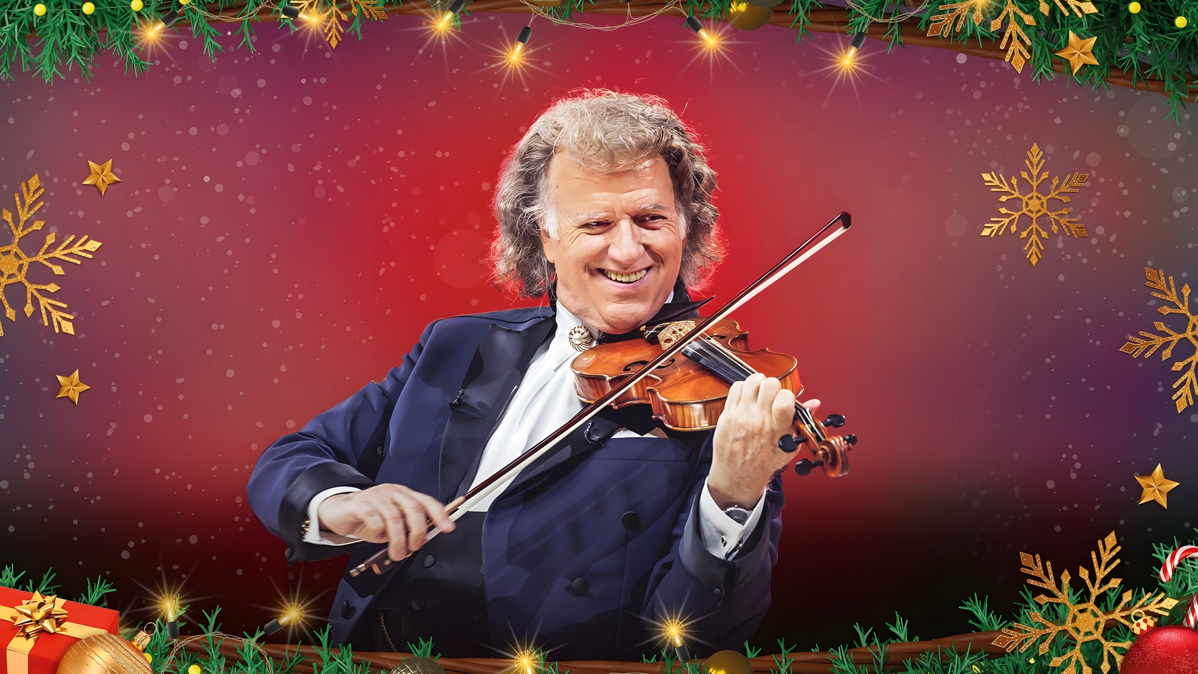 André Rieu's 2024 Christmas Concert: Gold and Silver Background