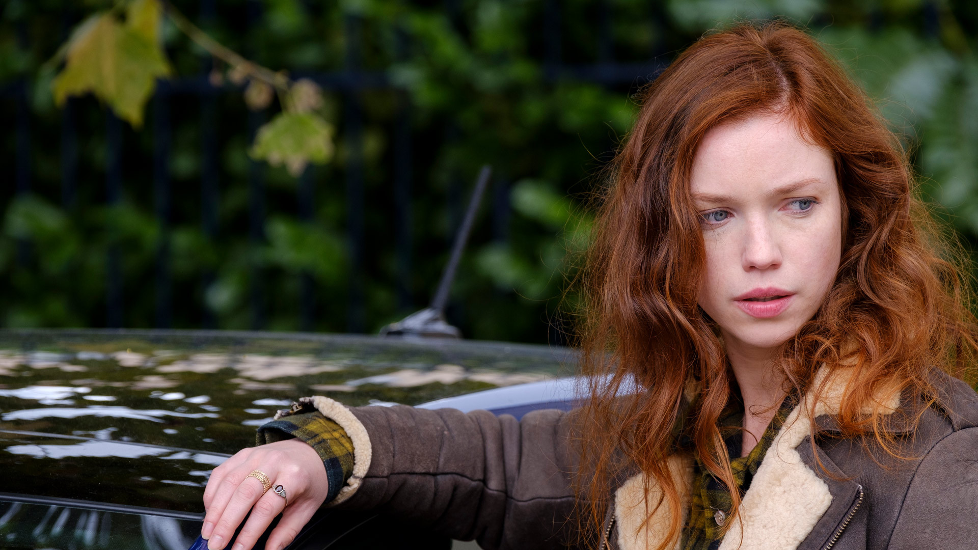 The Girl in the Wood Background